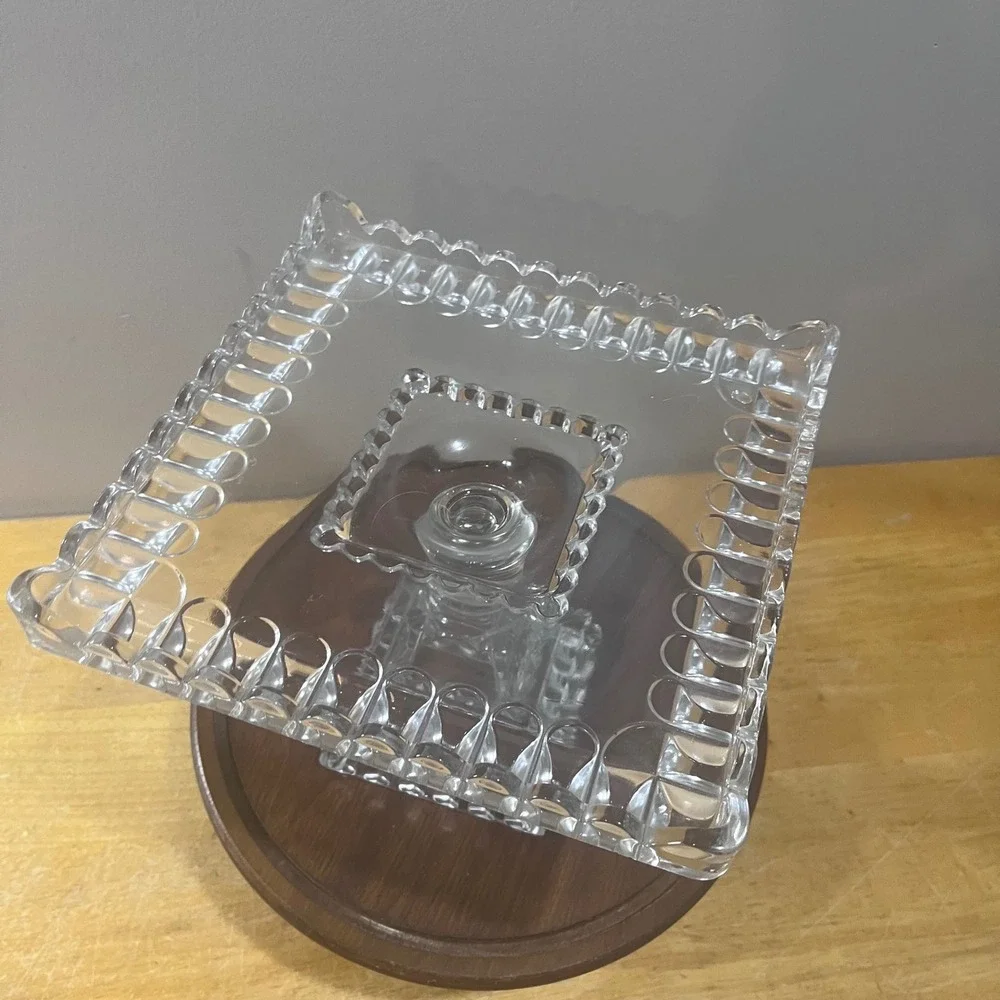 Vtg Adams & Co EAPG Crystal Wedding Cake Stand 1890s Victorian Clear Glass